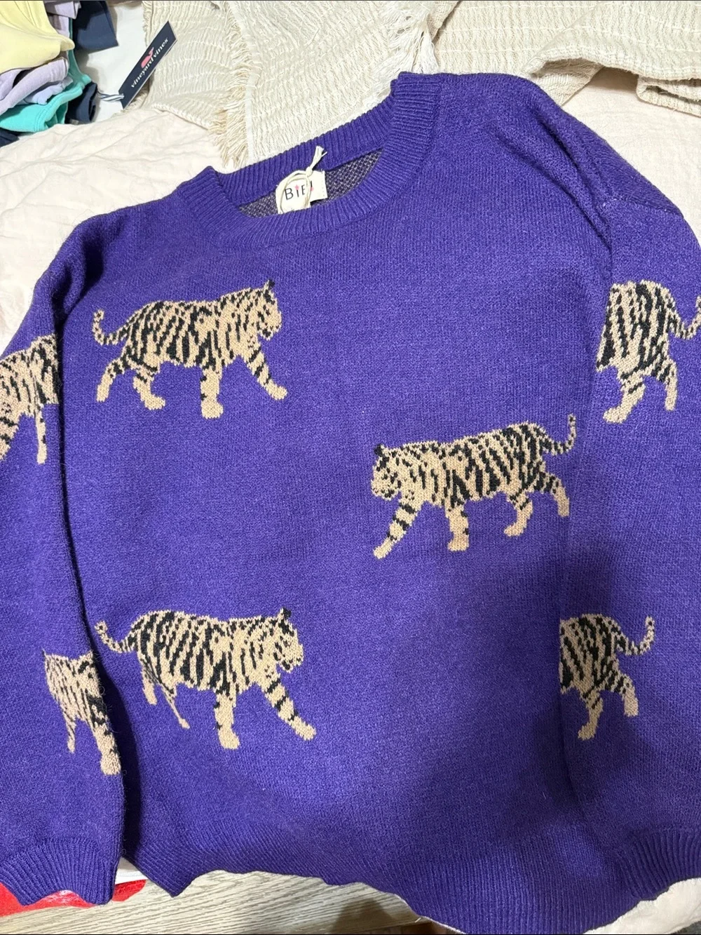 BiBi Purple Tiger Jacquard Crewneck Sweater - Men - Picture 1 of 3